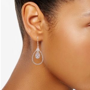 Ann Klein rose-gold tone pink crystal orbital drop earrings glittering jewelry